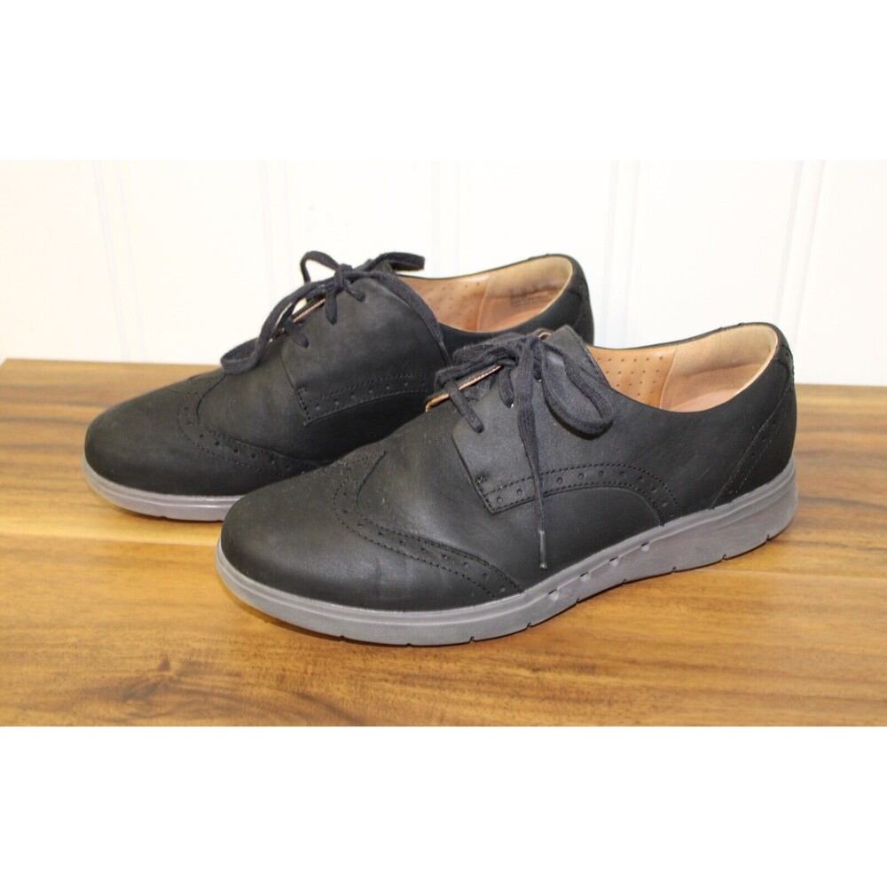 UNstructured by CLARKS Artisan UN Hinton Womens Black Leather Loafers Size 9.5 M
